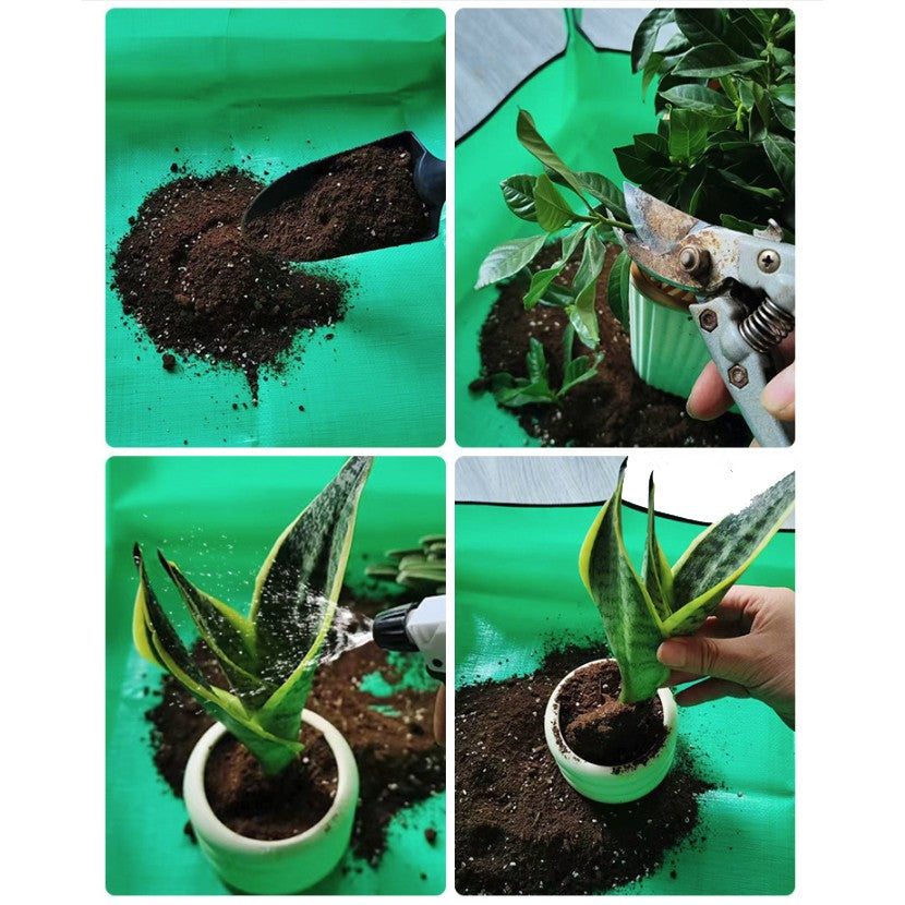 Covoras pentru Gradinarit, Covor Impermeabil pentru Transplantat Plante si Schimbarea Solului, Pliabil cu Capse, PVC, 50x50 cm, Verde
