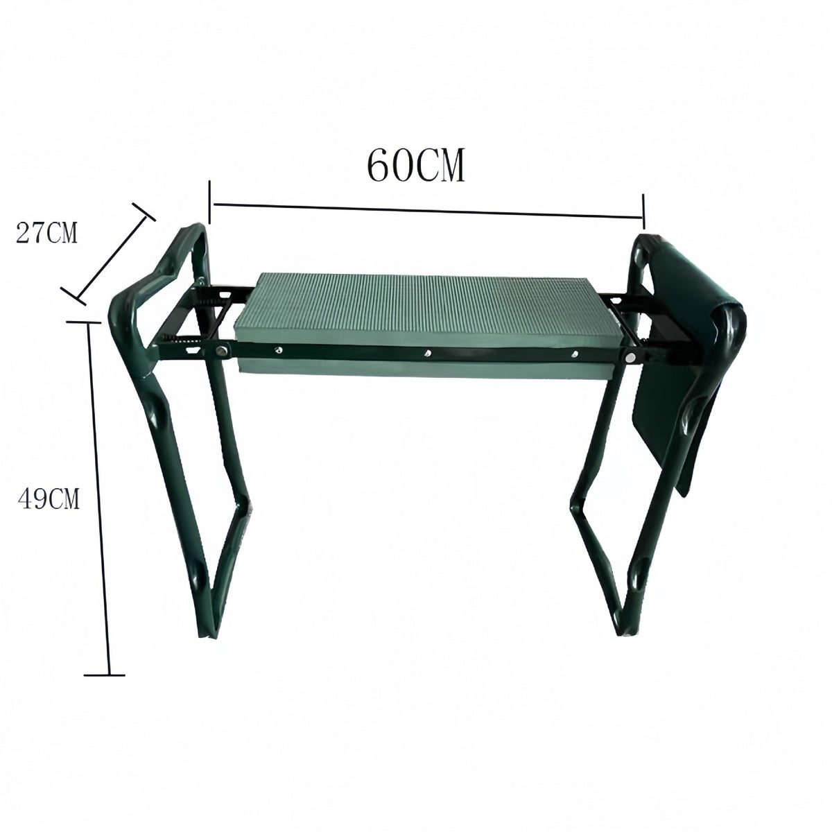 Scaun si Bancuta pentru Gradinarit 2 in 1, Genunchiera Pliabila cu Manere de Sprijin si Geanta Unelte, Cadru Otel si Spuma EVA, 60 x 49 x 27 cm, Verde