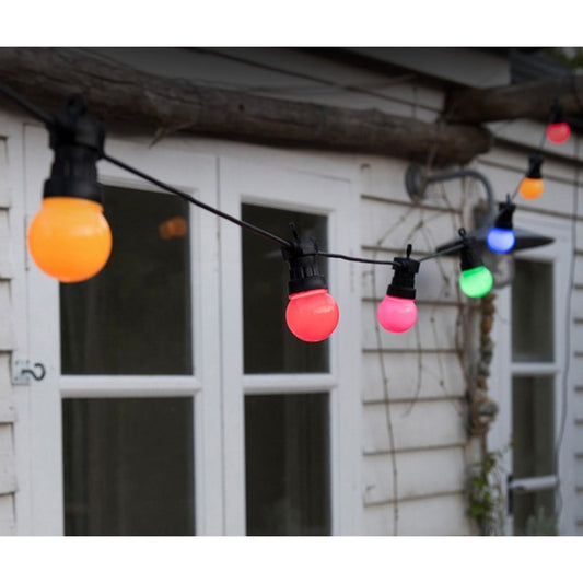 Ghirlanda Luminoasa Exterior si Interior, Becuri LED Model Bulb, Interconectabila, Protectie IP65, PVC, 10 m, 20 LED-uri, Multicolor
