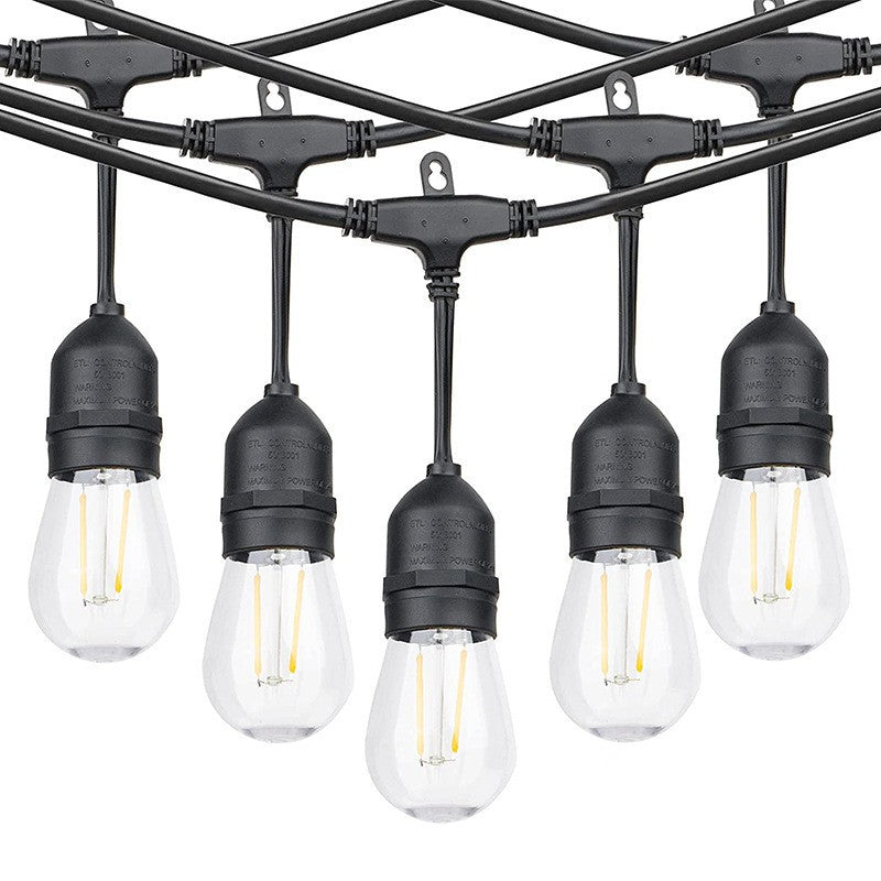 Ghirlanda Luminoasa cu Becuri LED Model Bulb, Interconectabila, IP44 Rezistenta la Apa, Exterior, cu Transformator Inclus, 10 Becuri, 10 m, Alb Cald 3000K