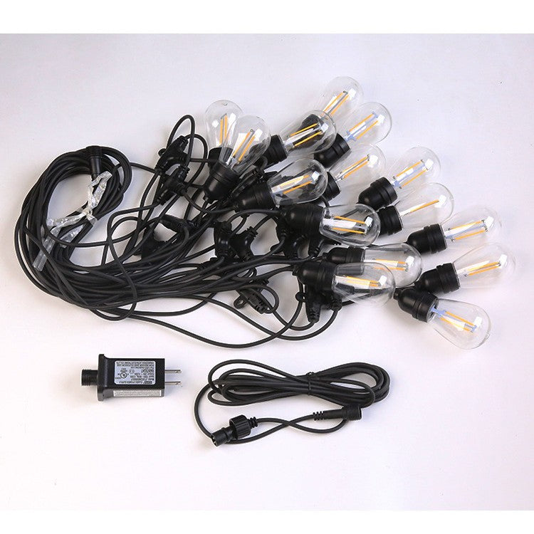 Ghirlanda Luminoasa cu Becuri LED Model Bulb, Interconectabila, IP44 Rezistenta la Apa, Exterior, cu Transformator Inclus, 10 Becuri, 10 m, Alb Cald 3000K