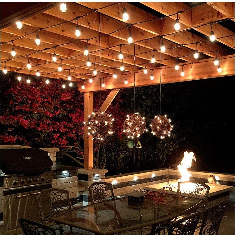 Ghirlanda Luminoasa cu Becuri LED Model Bulb, Interconectabila, IP44 Rezistenta la Apa, Exterior, cu Transformator Inclus, 10 Becuri, 10 m, Alb Cald 3000K