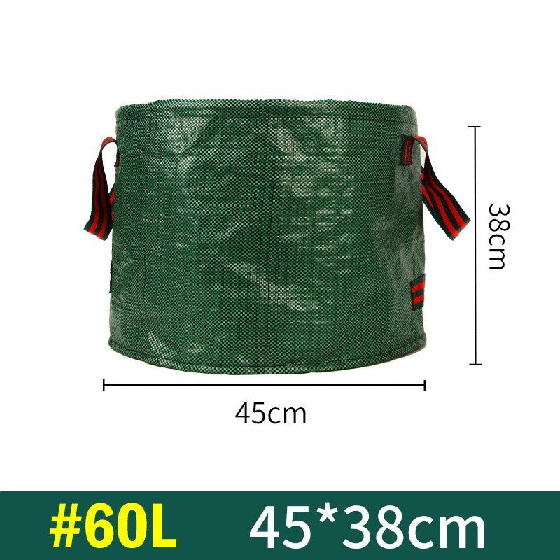 Sac de Colectare Frunze și Resturi Vegetale, Coș pentru Grădină Pliabil cu 3 Mânere, Polipropilenă Rezistentă, 60 l, 45 x 38 cm, Verde