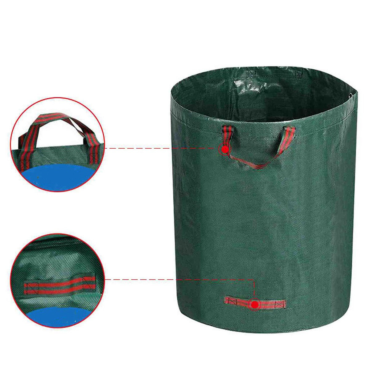 Sac de Colectare Frunze și Resturi Vegetale, Coș pentru Grădină Pliabil cu 3 Mânere, Polipropilenă Rezistentă, 60 l, 45 x 38 cm, Verde