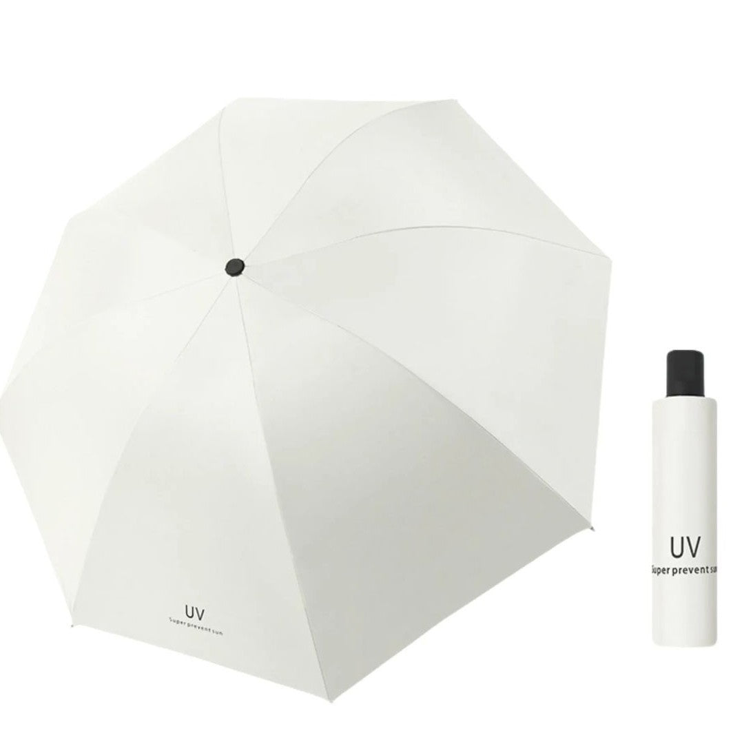 Umbrela Pliabila Unisex, Protectie UV si Rezistenta la Vant, Structura Otel si Vinil, 96 x 67 cm, Bej Deschis