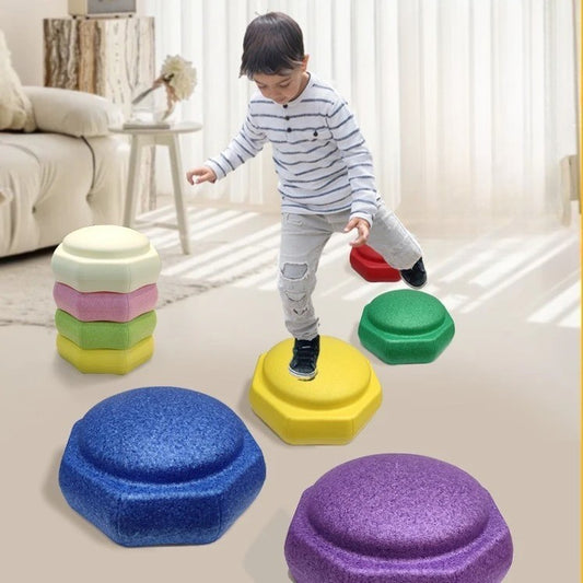 Jucarie de Echilibru Tip Stepping Stones, Set 6 Piese pentru Coordonare Motrica si Integrare Senzoriala, Spuma PPE Rezistenta, 28 x 28 x 50 cm, Multicolor