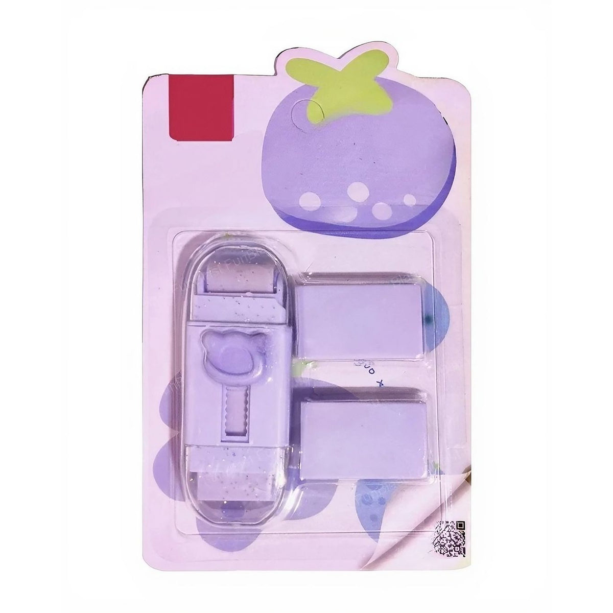 Radiera Retractabila cu Mecanism Push-Pull, Design Ursulet, Cauciuc Moale, Set cu 2 Rezerve Incluse, Mov