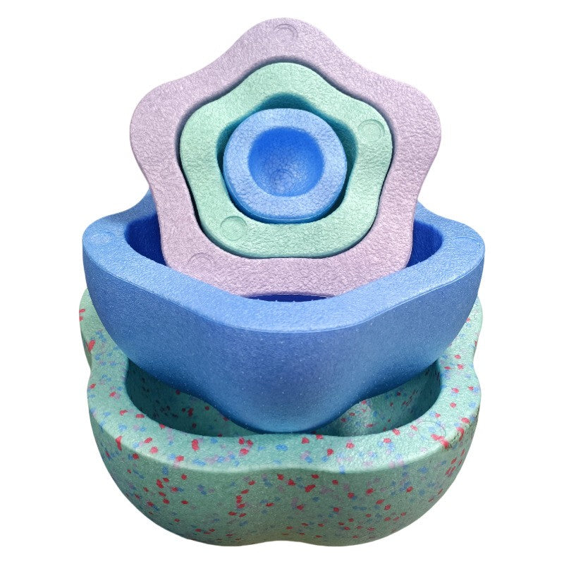 Jucarie Senzoriala de Echilibru, Stepping Stones pentru Coordonare si Miscare, Spuma PPE, 5 Piese, 28 cm, Multicolor