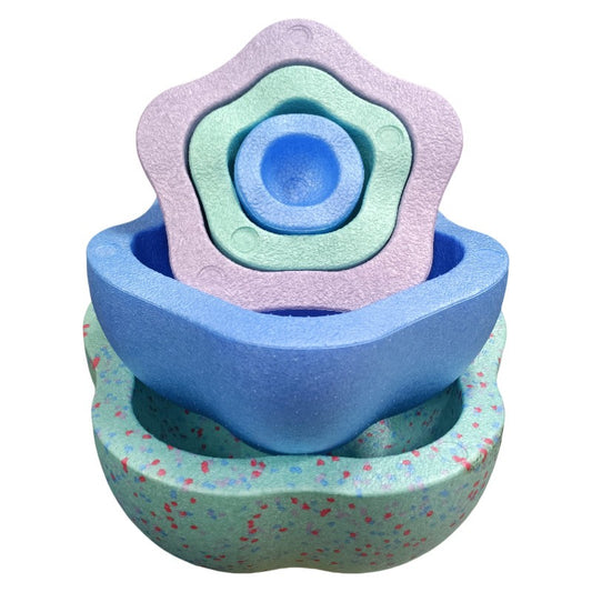 Jucarie Senzoriala de Echilibru, Stepping Stones pentru Coordonare si Miscare, Spuma PPE, 5 Piese, 28 cm, Multicolor