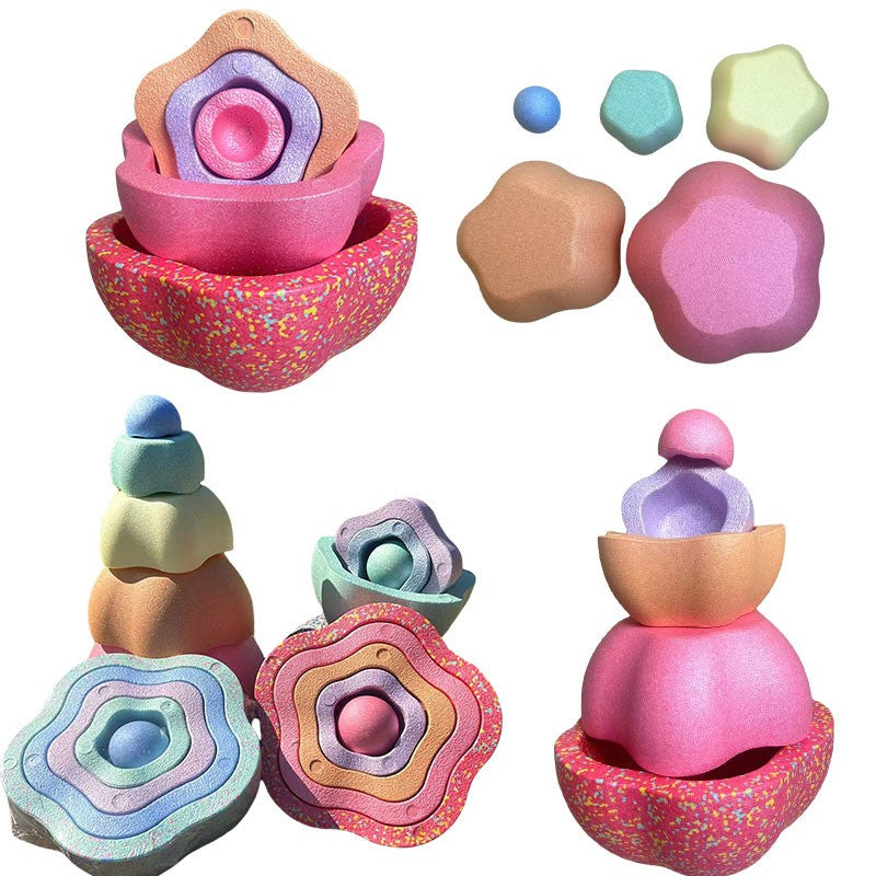 Jucarie Senzoriala de Echilibru, Stepping Stones pentru Coordonare si Miscare, Spuma PPE, 5 Piese, 28 cm, Multicolor