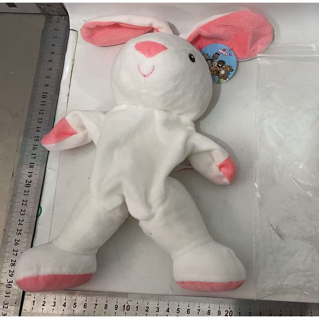 Păpușă de Mână pentru Teatru, Marionetă Interactivă Iepure, Plus Moale și Bumbac PP, 25 x 10 x 8 cm, Alb/Roz