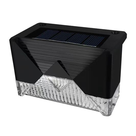 Set 4 Aplice Solare LED pentru Trepte și Borduri, Impermeabile IP65, Autonomie 8-10h, Material ABS, Lumina Alb Cald, 7.9 x 5 cm, Negru