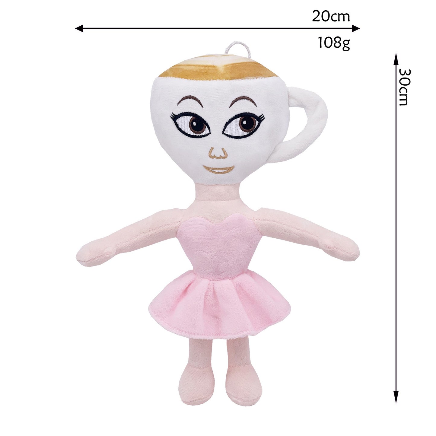 Italian Brainrot Jucărie De Plus Ballerina Cappuccina, Cu Agățătoare, Plus Moale, 30 x 20 cm, Roz