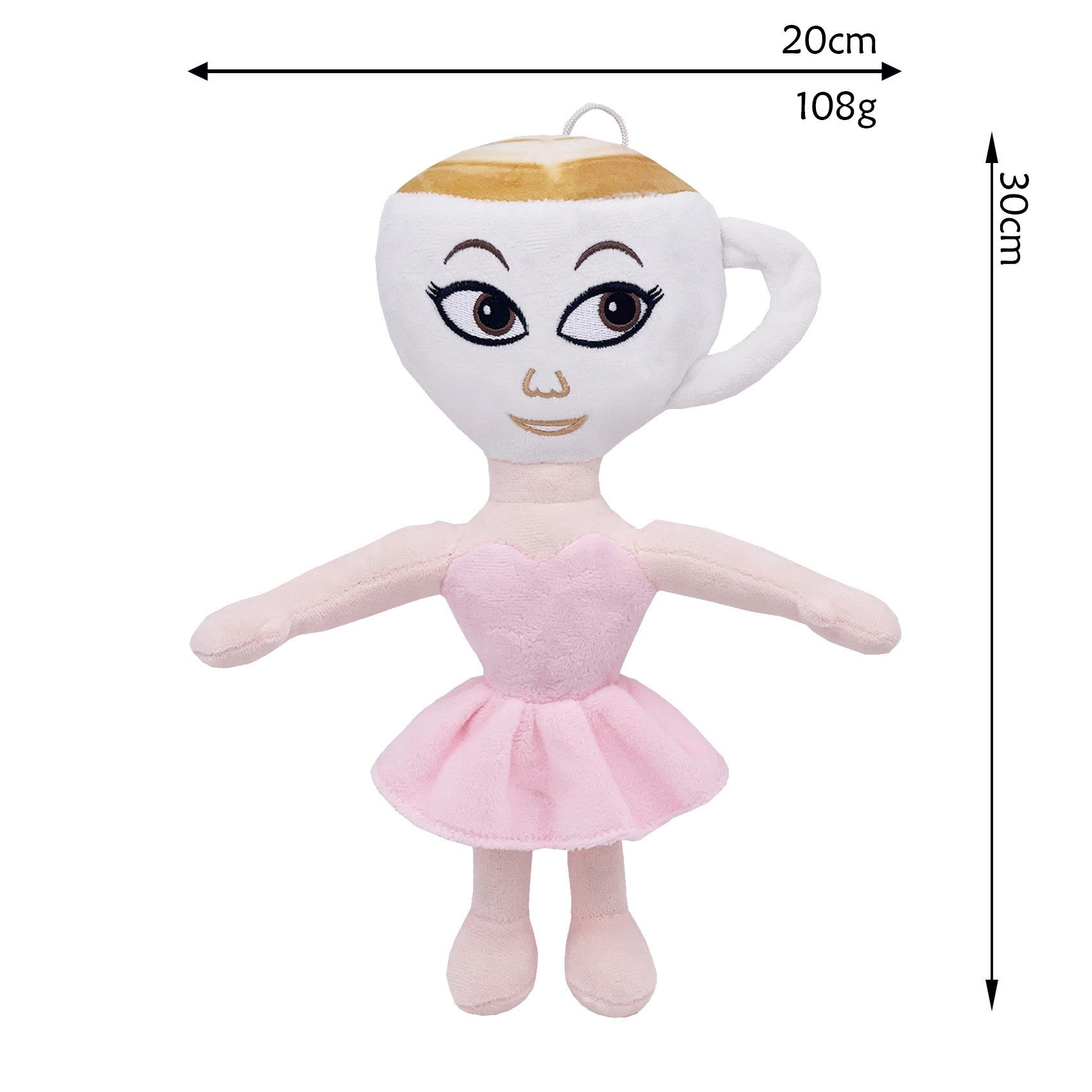 Italian Brainrot Jucărie De Plus Ballerina Cappuccina, Cu Agățătoare, Plus Moale, 30 x 20 cm, Roz