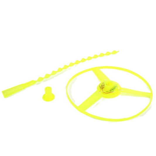 Jucarie Disc Zburator cu Lumini LED Colorate, Lansator Manual Tip Libelula, Plastic ABS Durabil, 14 Ani+, 20 x 30 cm, Galben