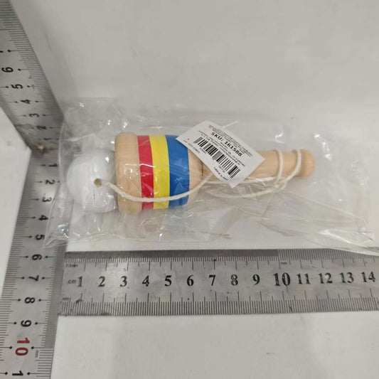 Wodi, Jucarie Cupa Cu Bila Tip Kendama Clasica, Sabie Minge Pentru Coordonare Si Indemanare, Lemn Natur, 10 x 3 cm, Alb
