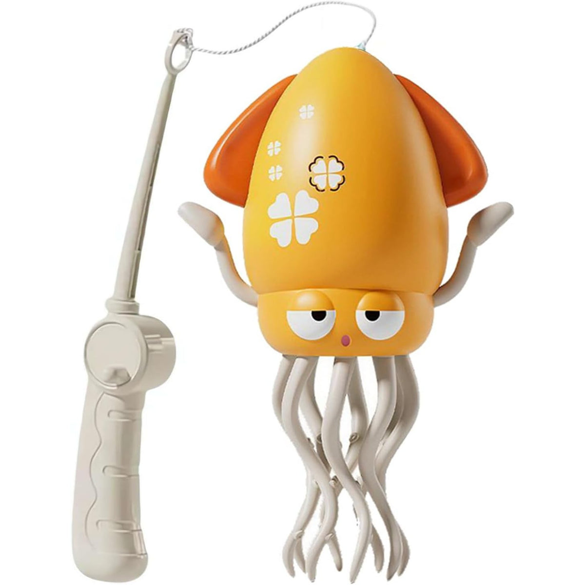 Jucarie Interactiva Caracatita Dansatoare, 3 Moduri de Joc cu Evitare Obstacole, Lumini si Muzica, Plastic ABS cu Incarcare USB, Include Undita, Galben, +3 Ani
