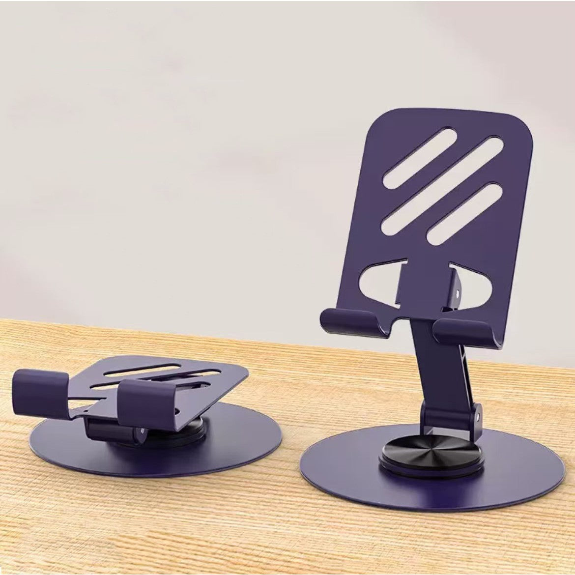 Suport Telefon si Tableta, Rotativ 360 Grade, Design Pliabil si Reglabil, Structura Metalica, pentru Desktop, 10.5 x 9 x 9 cm, Mov Inchis