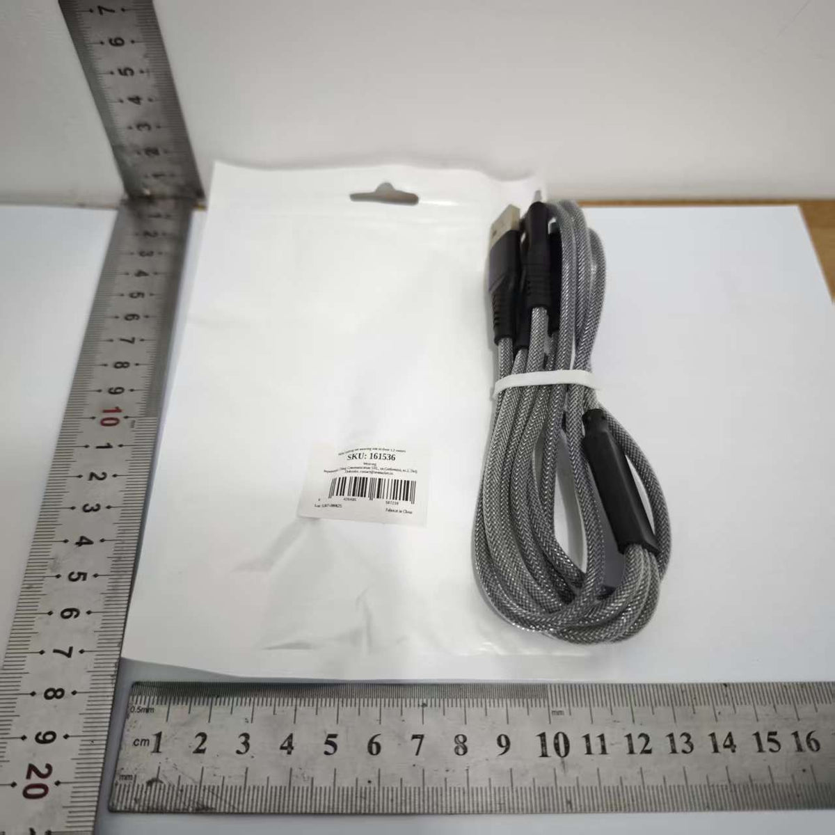 Cablu Incarcare Rapida 3 in 1, Conectori USB-C, Lightning si Micro USB, 66W, Invelis Textil Impletit, Universal Android si iOS, 1.2M, Negru