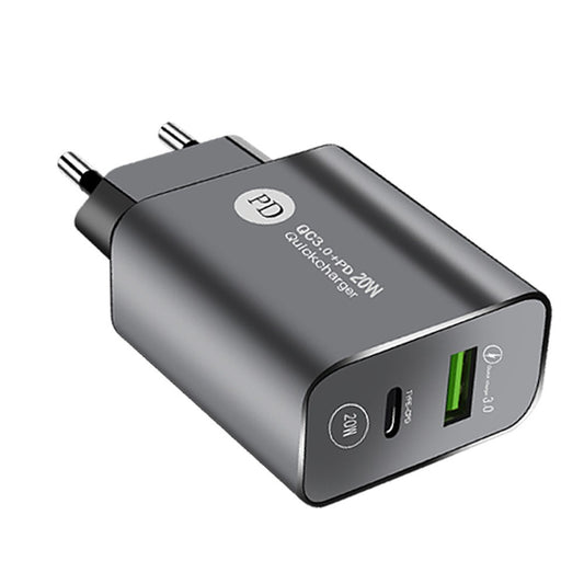 Incarcator Retea Fast Charge 20W, Power Delivery PD si Quick Charge 3.0, 2 Porturi USB si USB Type-C, Protectie Supraincalzire, Universal, Negru