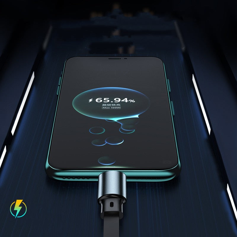 Cablu Incarcare Rapida 3 in 1 Retractabil, Putere 100W, Design Mecha, Conectori USB-C, Lightning si Micro-USB, Intrare USB-A, Universal Auto, Lungime 1.2M, Negru