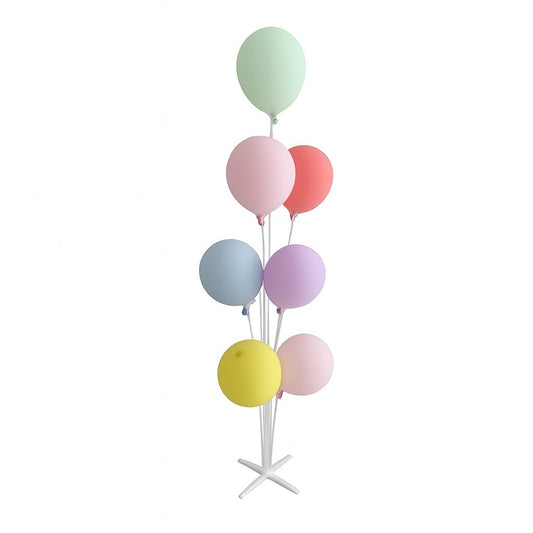 Suport pentru 7 Baloane, Stand Decorativ pentru Petreceri, Aniversari si Nunti, Plastic si Metal, 80 cm, Alb si Multicolor