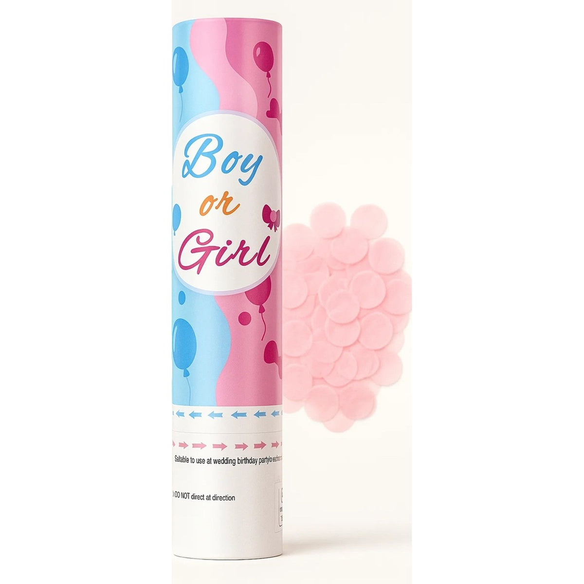 Tun Confetti Gender Reveal, Lansator Party Dezvaluire Gen, Mecanism cu Rasucire, Hartie si Carton, 40 cm, Roz