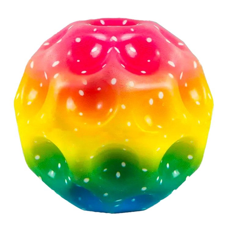 Minge Saltareata Space Moon Ball, Jucarie Antistress Hiperelastica pentru Copii si Adulti, Design Aerodinamic, Spuma Poliuretanica, 66 mm, Galben Multicolor