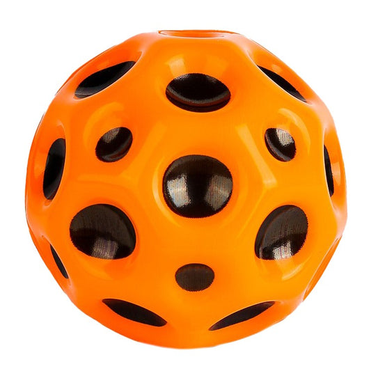 Minge Saltareata Space Moon Ball, Jucarie Hiperelastica si Antistress pentru Copii, Design Aerodinamic, Spuma de Inalta Densitate, Diametru 66 mm, Portocaliu