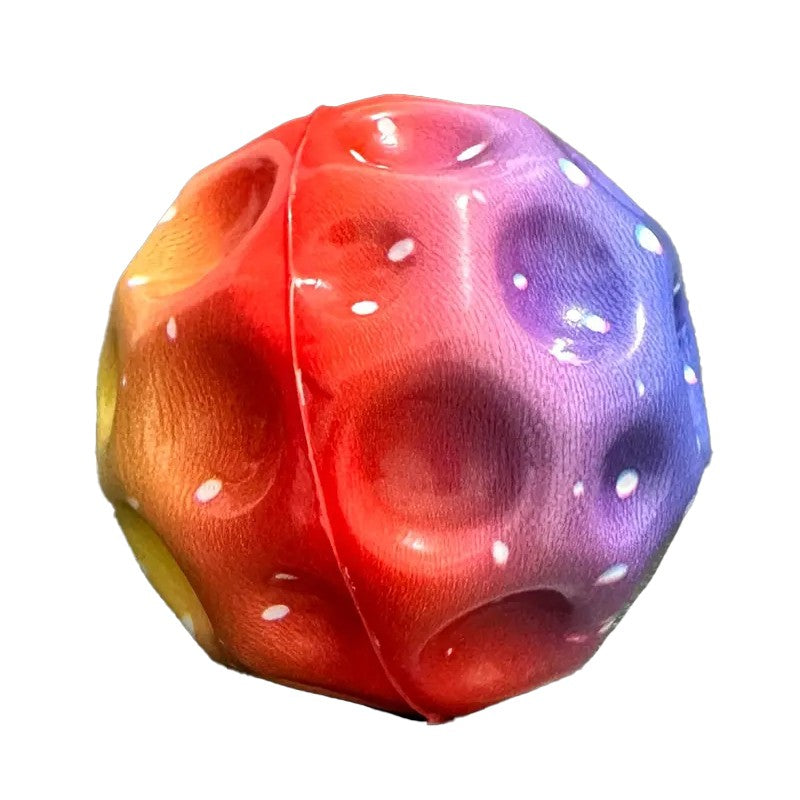 Minge Saltareata Space Moon Ball, Jucarie Antistress Hiperelastica pentru Copii, Design Ergonomic, Spuma de Inalta Densitate, Diametru 66 mm, Rosu Multicolor