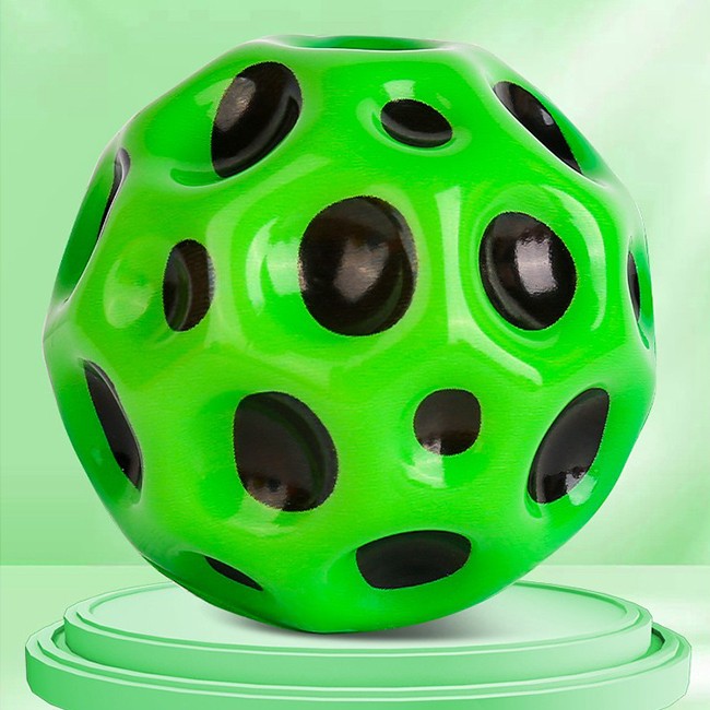 Minge Saltareata Space Moon Ball, Jucarie Hiperelastica si Antistress pentru Copii, Design Ergonomic, Diametru 66 mm, Verde