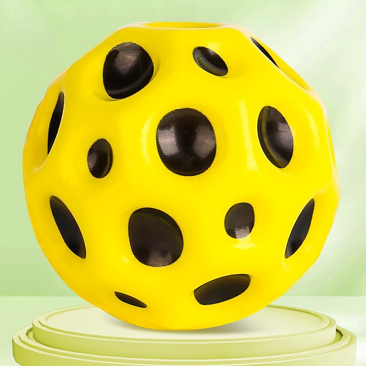 Minge Saltareata Space Moon Ball, Jucarie Antistress Hiperelastica pentru Copii si Adulti, Poliuretan, Diametru 66 mm, Galben