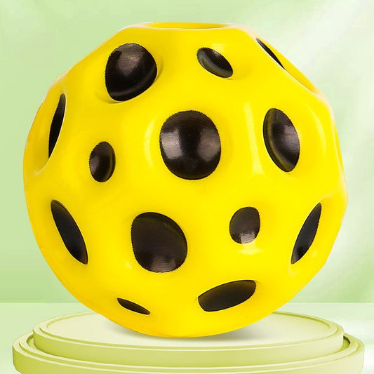 Minge Saltareata Space Moon Ball, Jucarie Antistress Hiperelastica pentru Copii si Adulti, Poliuretan, Diametru 66 mm, Galben