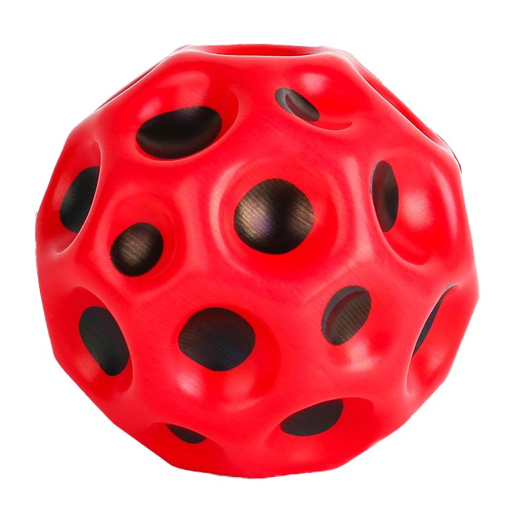 Minge Saltareata Hiperelastica Space Moon Ball, Jucarie Antistress pentru Copii si Adulti, Design Aerodinamic, Spuma PU de Inalta Densitate, Diametru 66 mm, Rosu