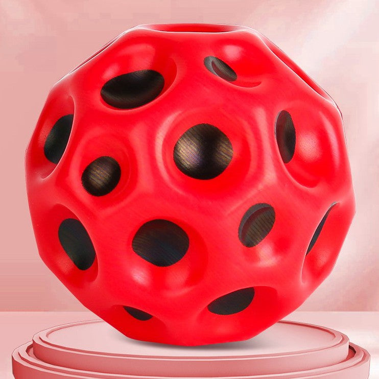 Minge Saltareata Hiperelastica Space Moon Ball, Jucarie Antistress pentru Copii si Adulti, Design Aerodinamic, Spuma PU de Inalta Densitate, Diametru 66 mm, Rosu