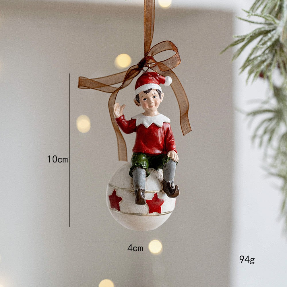 Decorațiune de Crăciun pentru Brad, Model Elf pe Glob, Figurina Tematică din Rășină, Multicolor, 10 x 4 cm, 94 g