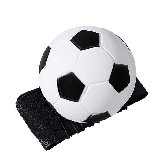Minge Saltareata Hiperelastica Space Moon Ball, Jucarie Antistress cu Fixare de Mana, Model Fotbal, Cauciuc, 66 mm, Alb/Negru