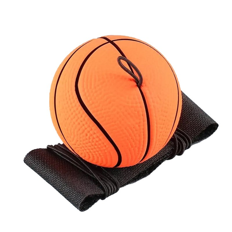 Minge Saltareata Space Moon Ball, Jucarie Antistress Hiperelastica cu Design Neregulat, Fixare pe Mana, Poliuretan, Diametru 66 mm, Portocaliu