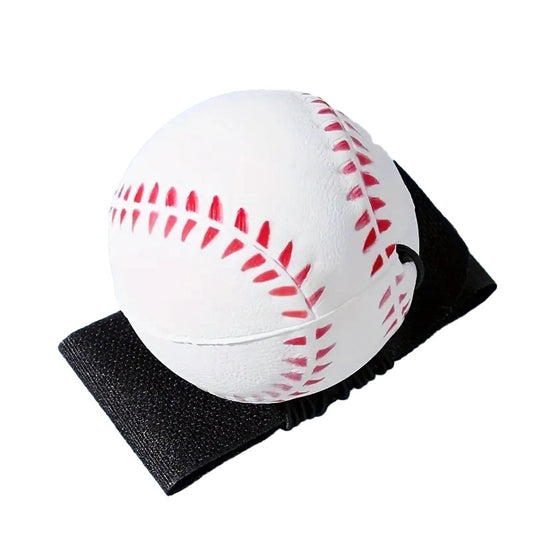 Minge Saltareata Hiperelastica Space Moon Ball, Jucarie Antistress pentru Coordonare si Relaxare, Model Baseball cu Fixare de Mana, Spuma Elastica, 66 mm, Alb/Verde