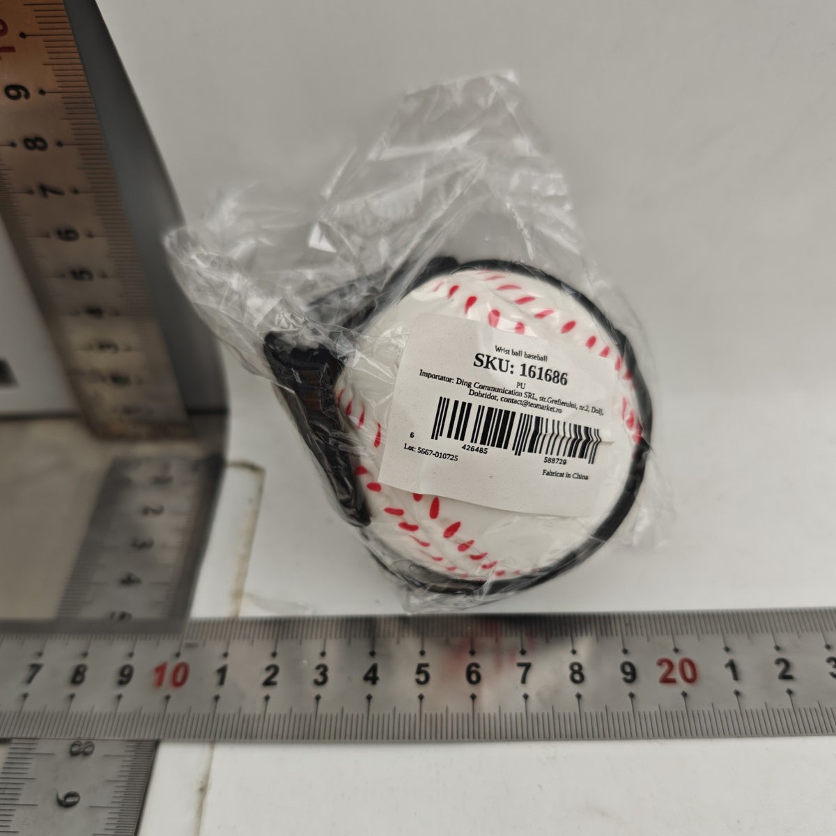 Minge Saltareata Hiperelastica Space Moon Ball, Jucarie Antistress pentru Coordonare si Relaxare, Model Baseball cu Fixare de Mana, Spuma Elastica, 66 mm, Alb/Verde