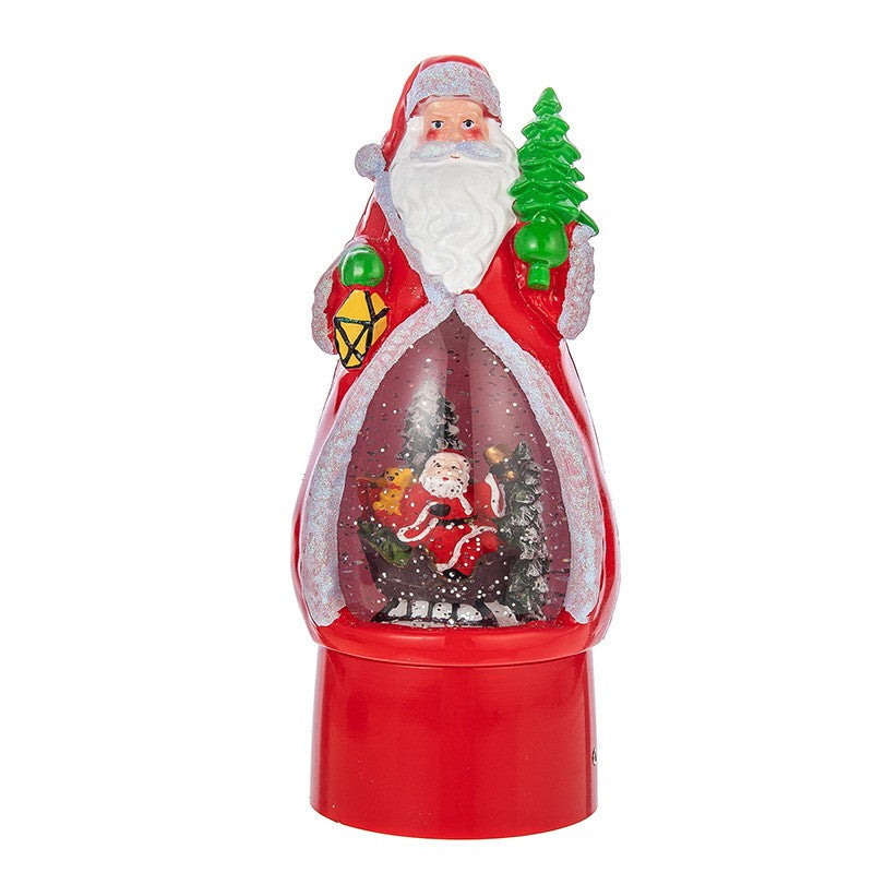 Felinar Decorativ de Craciun, Glob cu Iluminare LED si Efect Zapada, Scena Mos Craciun cu Oameni de Zapada, Material Plastic si Rasina, 29 x 12 x 11.5 cm, Rosu