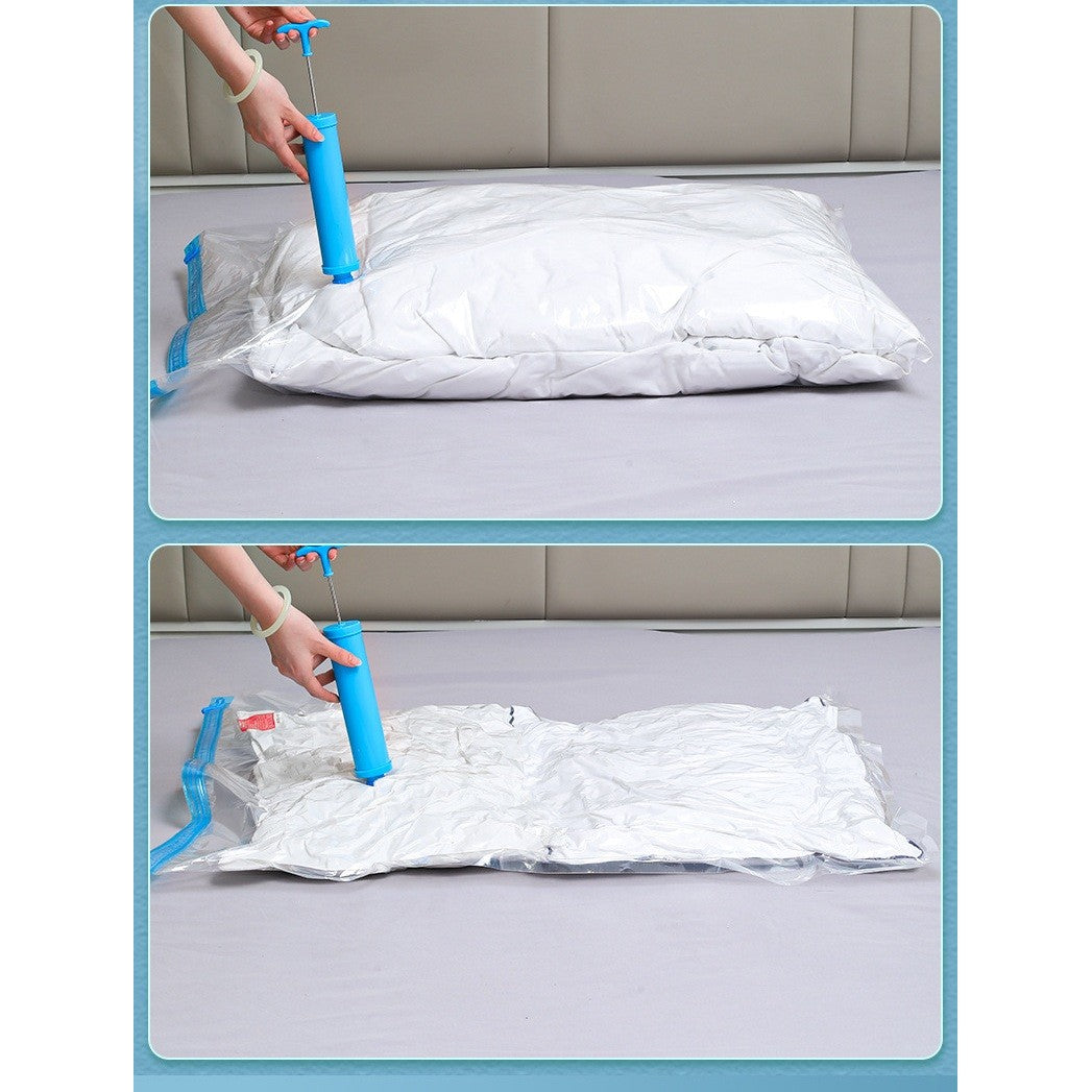Set 9 Saci de Vidat Haine si Lenjerie, Organizare si Depozitare, Etansare prin Vacuum, Reutilizabili si Impermeabili, Material PET si PE, Pompa Manuala Inclusa, Transparent, Marimi Mixte