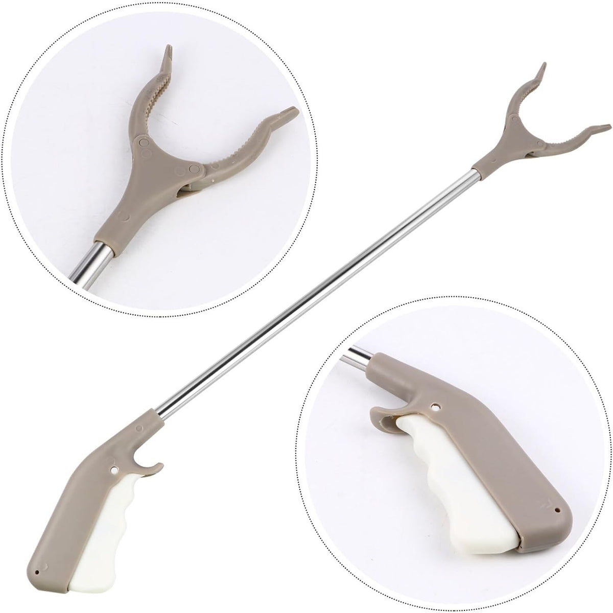 Cleste pentru Colectarea Deseurilor, Dispozitiv Ridicare Gunoaie cu Maner Antialunecare, Metal si Plastic, 77.5 cm, Gri