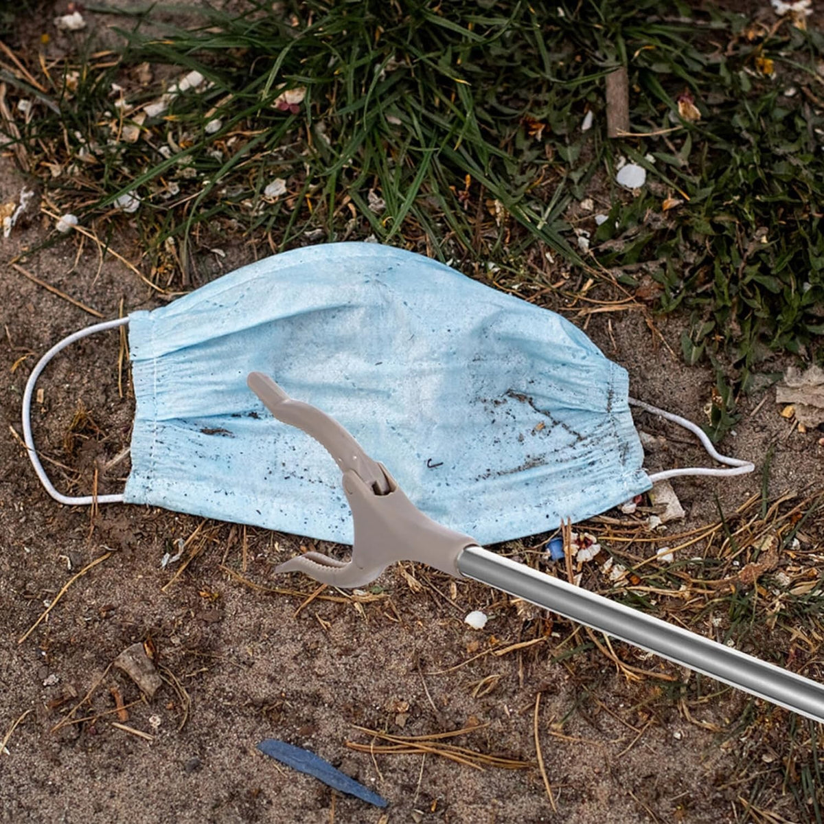 Cleste pentru Colectarea Deseurilor, Dispozitiv Ridicare Gunoi cu Maner Ergonomic, Tijă Fixa 17 mm, Metal si Plastic, 96.5 cm, Gri