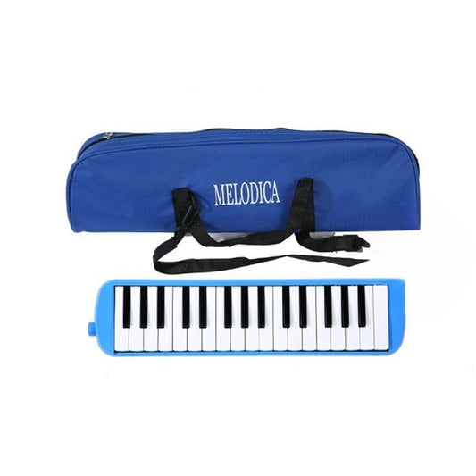 Muzicuta Melodica cu 32 Clape pentru Incepatori si Copii, Clape Imprimate cu Note, Corp din ABS Ecologic, Include Husa de Transport si Suflator, 45 x 13 x 7 cm, Albastru
