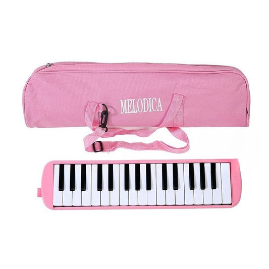 Muzicuta Melodica 32 Clape, Instrument Muzical Educativ pentru Incepatori si Copii, Clape cu Note Imprimate, Material ABS, Include Husa si Accesorii, 45 x 13 x 7 cm, Roz