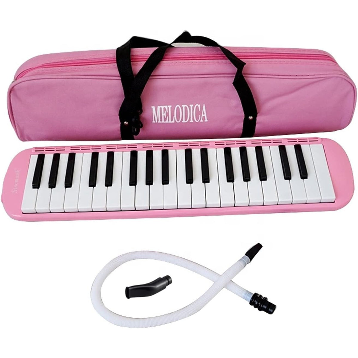 Muzicuta Melodica 32 Clape, Instrument Muzical Educativ pentru Incepatori si Copii, Clape cu Note Imprimate, Material ABS, Include Husa si Accesorii, 45 x 13 x 7 cm, Roz