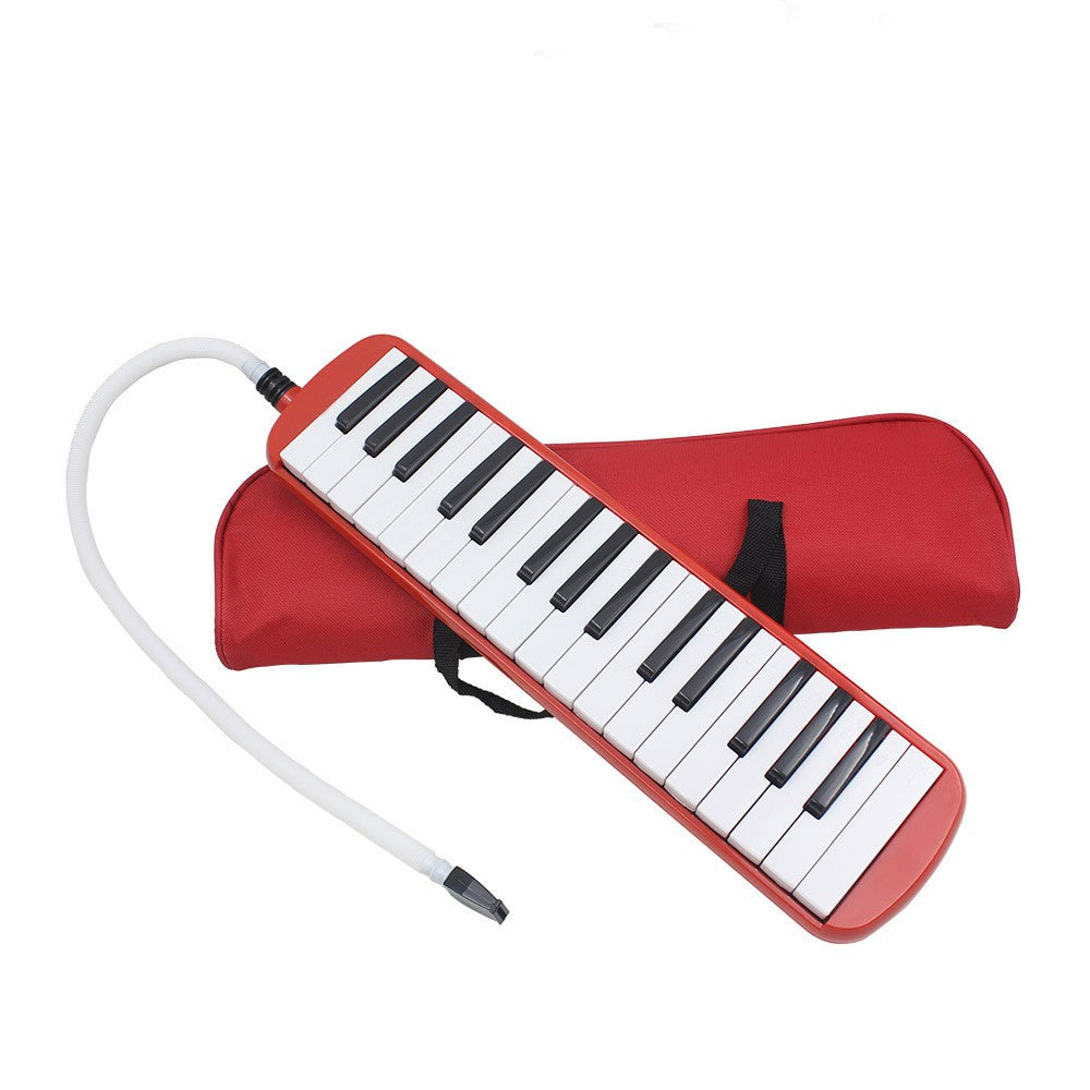 Muzicuta Melodica cu 32 Clape Imprimate, Instrument Muzical Educativ pentru Incepatori, Material ABS, Include Husa si Suflator, 45 x 13 x 7 cm, Rosu
