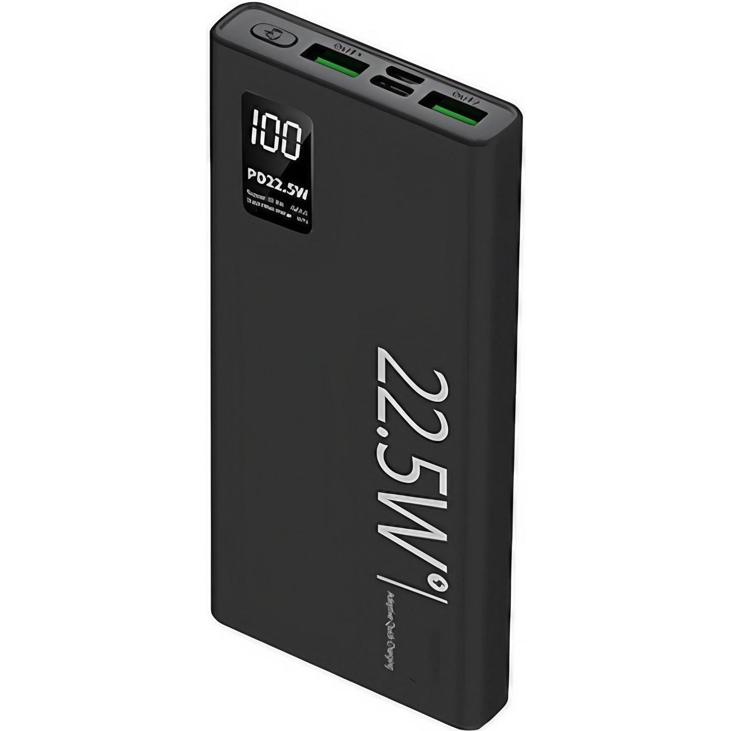 Baterie Externa Powerbank Ultra-Subtire, Fast Charge Power Delivery 22.5W, Ecran Digital LED, 1x USB-C si 2x USB, 10000 mAh, Negru