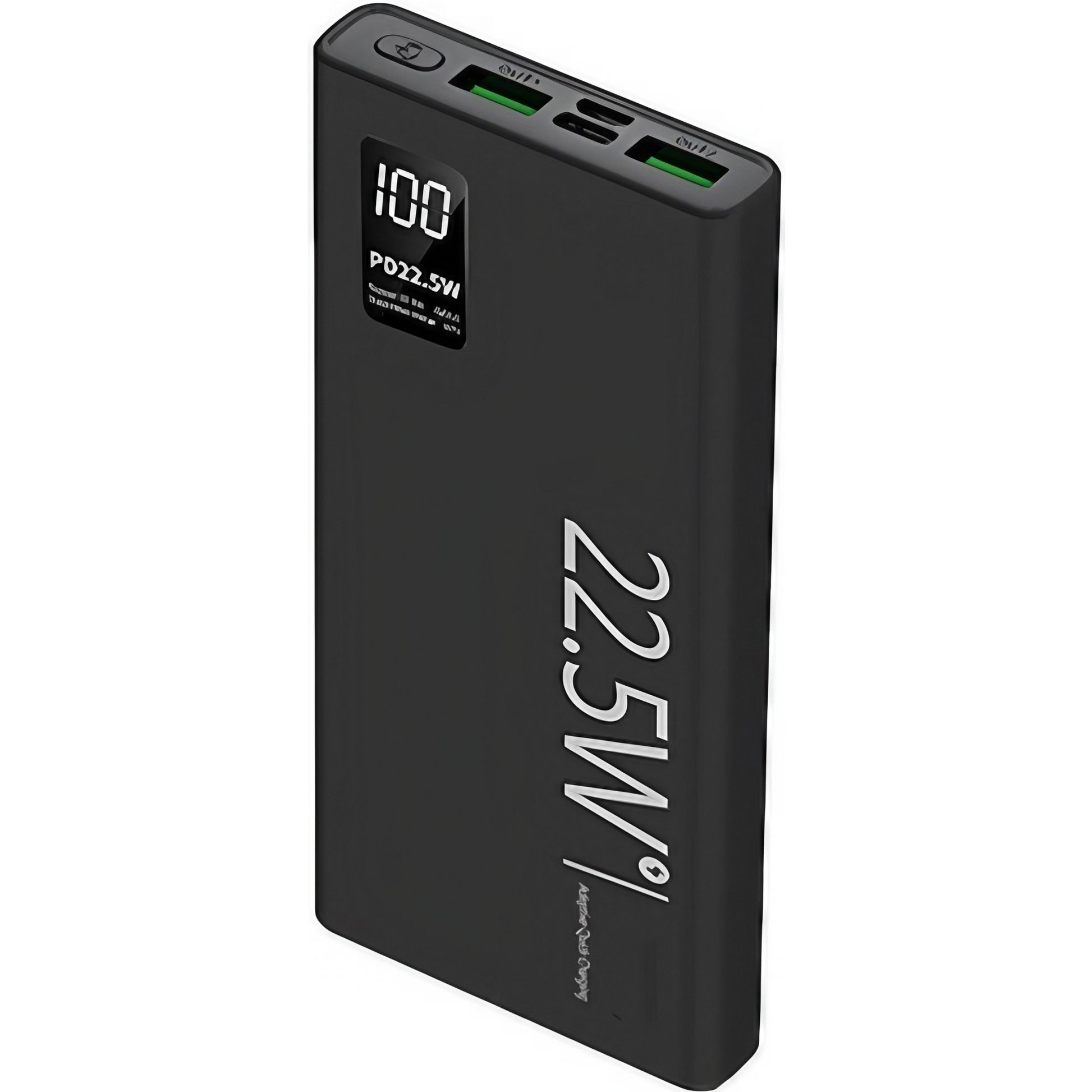 Baterie Externa Powerbank Ultra-Subtire, Fast Charge Power Delivery 22.5W, Ecran Digital LED, 1x USB-C si 2x USB, 10000 mAh, Negru
